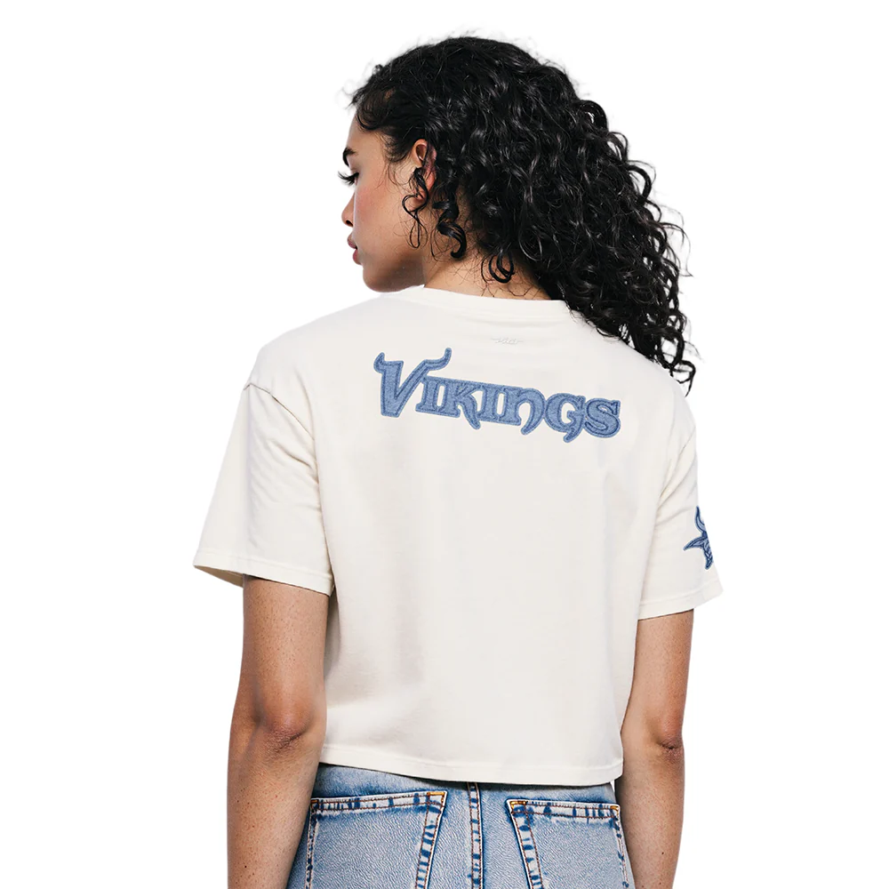 NFL MINNESOTA VIKINGS VARSITY BLUES WOMEN'S  SJ BOXY TEE (LINEN) - Image 2