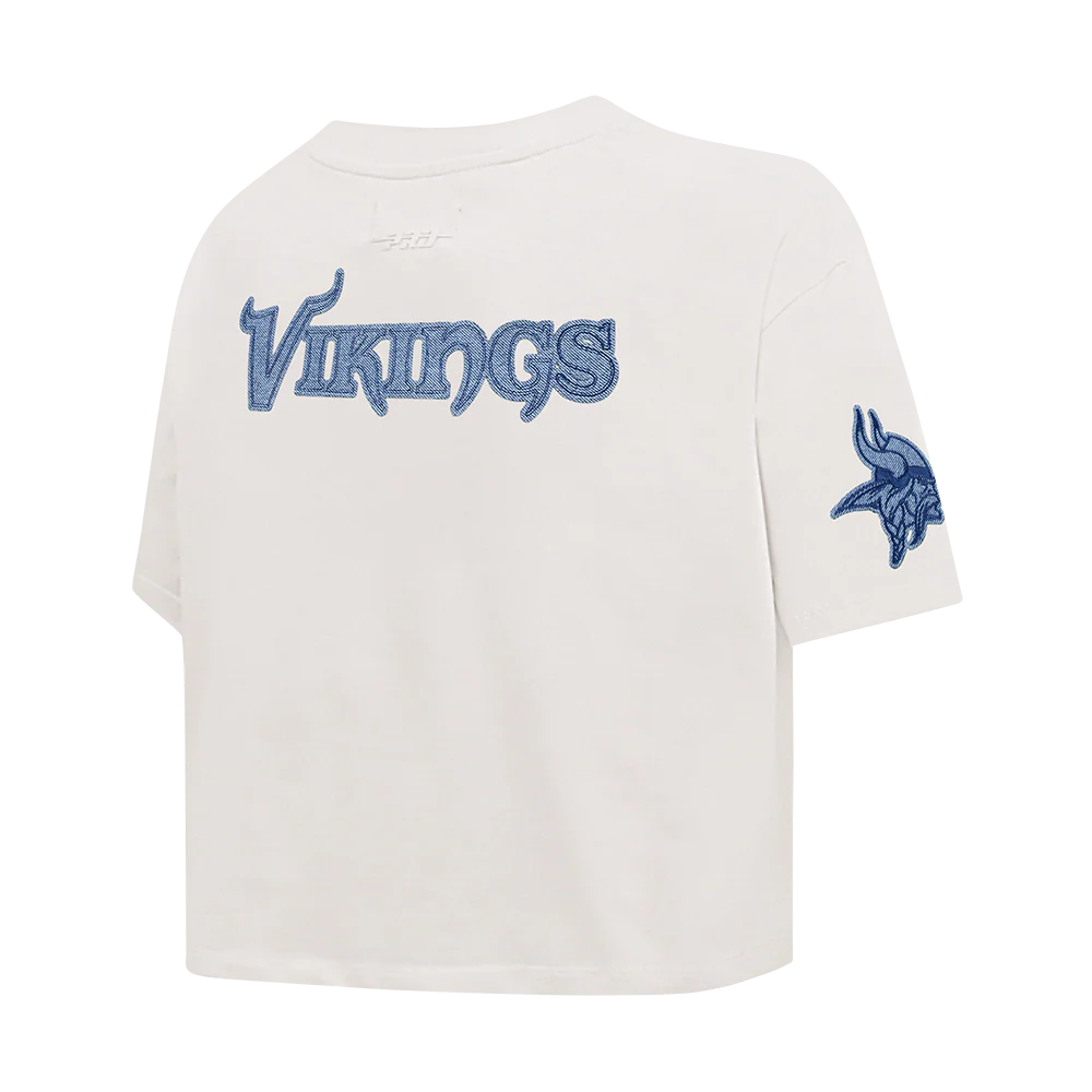 NFL MINNESOTA VIKINGS VARSITY BLUES WOMEN'S  SJ BOXY TEE (LINEN) - Image 4