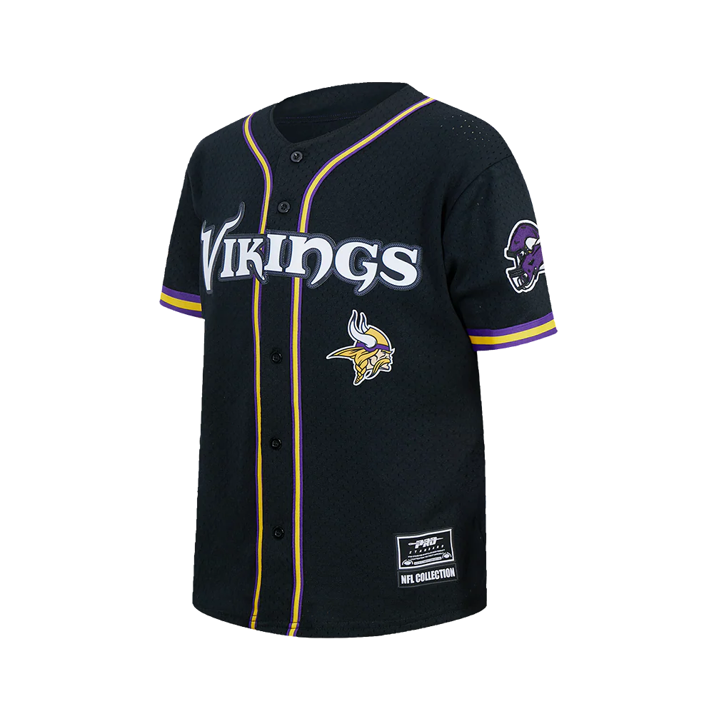 NFL MINNESOTA VIKINGS CLASSIC BIG BOY'S MESH BUTTON DOWN SHIRT (BLACK/PURPLE) - Image 3