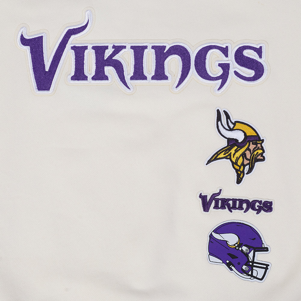 NFL MINNESOTA VIKINGS RETRO CLASSIC WOMEN'S RIB CREWNECK (EGGSHELL/ PURPLE) - Image 6