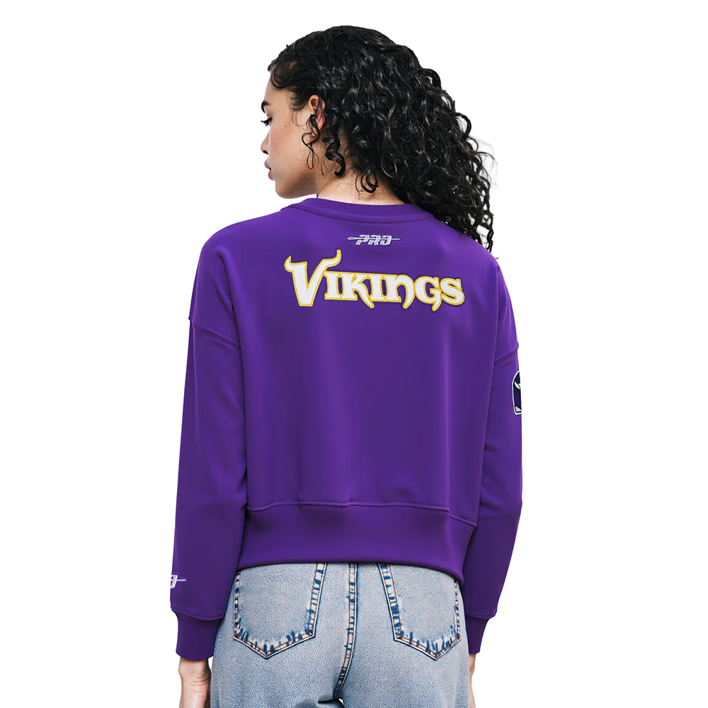 NFL MINNESOTA VIKINGS JUSTIN JEFFERSON #18 CLASSIC PNN WOMEN'S FLC CREWNECK (Purple) - Image 2