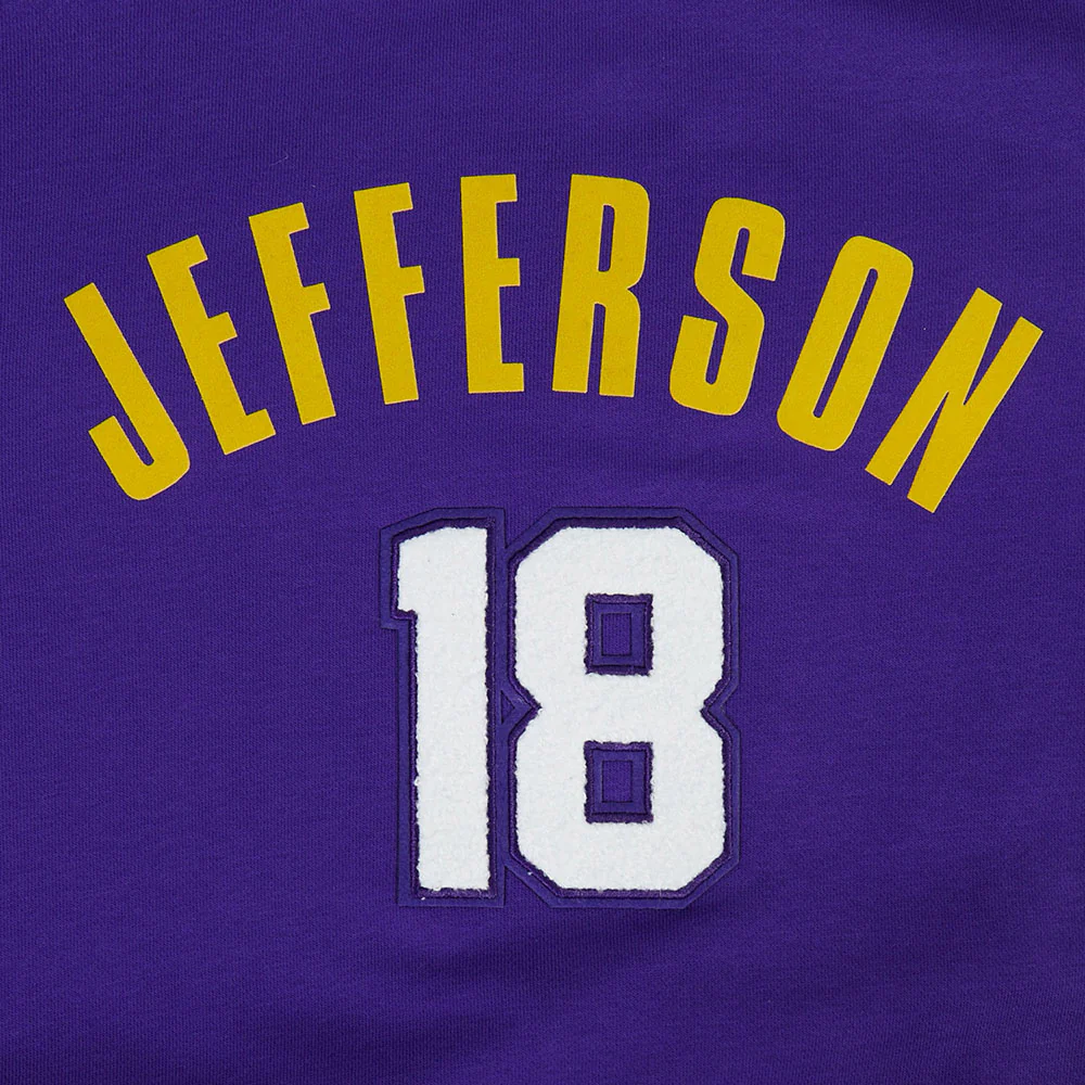 NFL MINNESOTA VIKINGS JUSTIN JEFFERSON #18 CLASSIC PNN WOMEN'S FLC CREWNECK (Purple) - Image 5