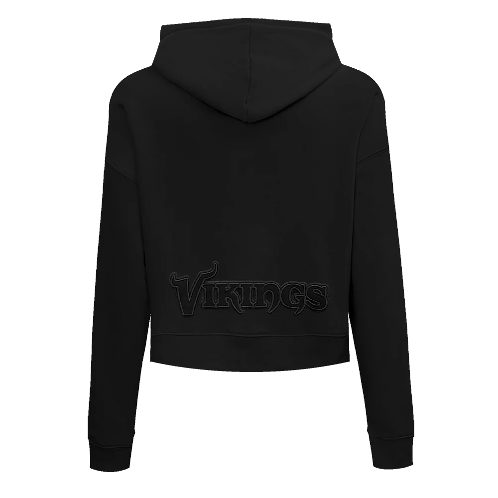 NFL MINNESOTA VIKINGS NEUTRAL WOMEN'S CROPPED PULLOVER HOODIE (BLACK) - Image 2