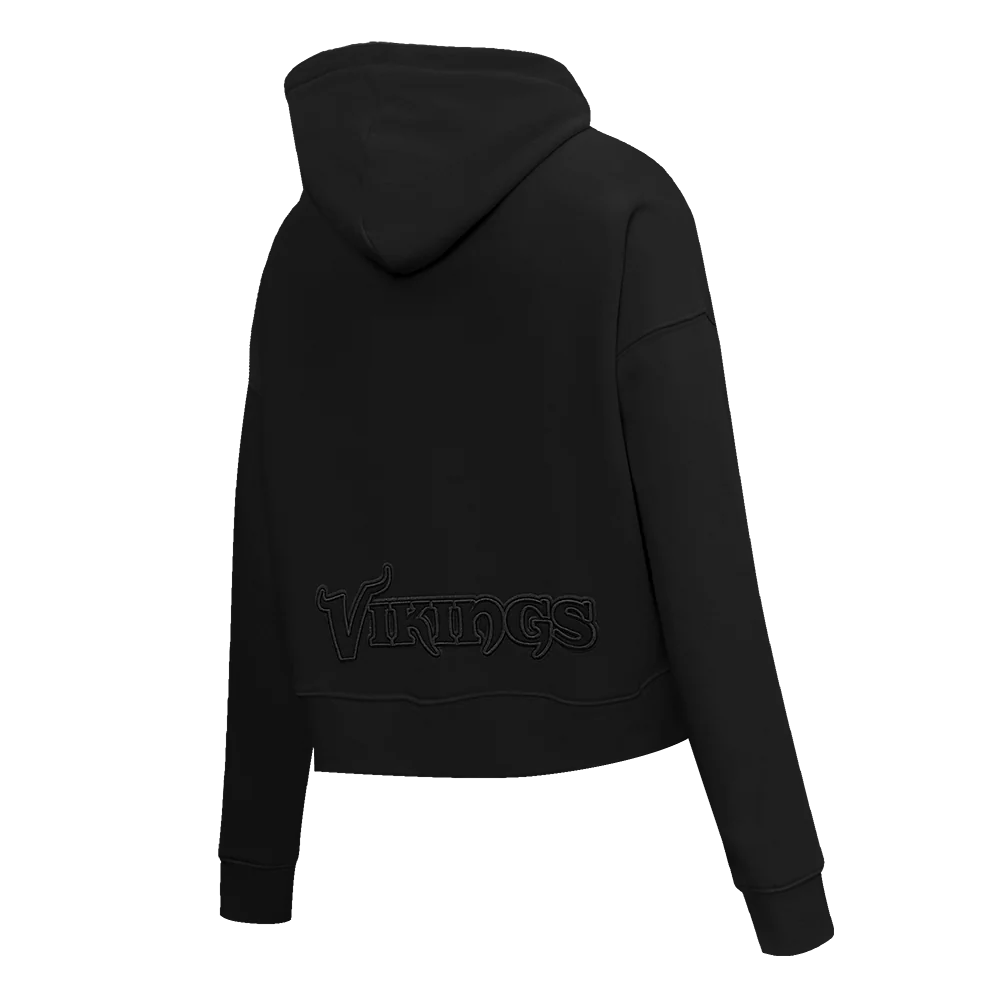 NFL MINNESOTA VIKINGS NEUTRAL WOMEN'S CROPPED PULLOVER HOODIE (BLACK) - Image 3