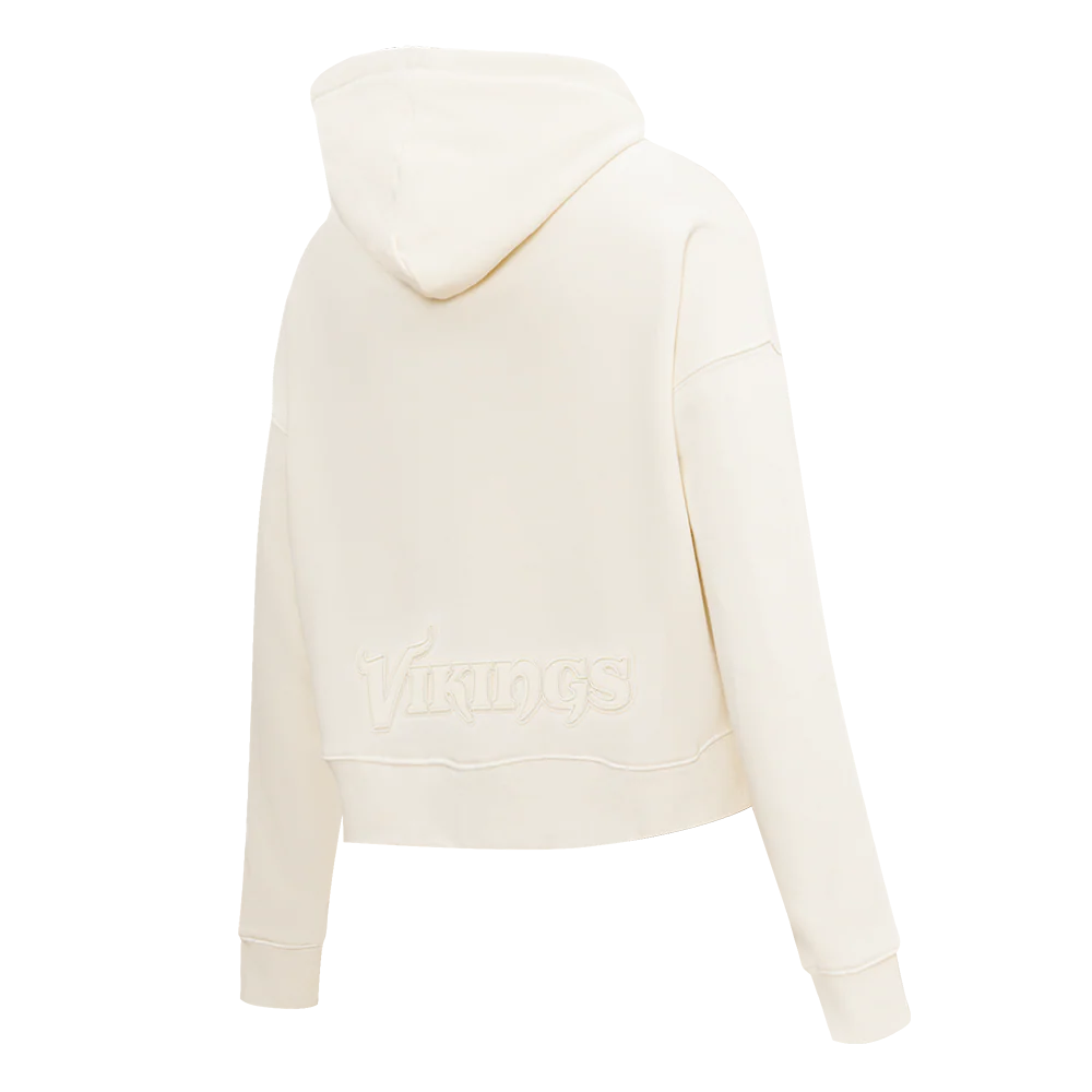 NFL MINNESOTA VIKINGS NEUTRAL WOMEN'S CROPPED PULLOVER HOODIE (EGGSHELL) - Image 4