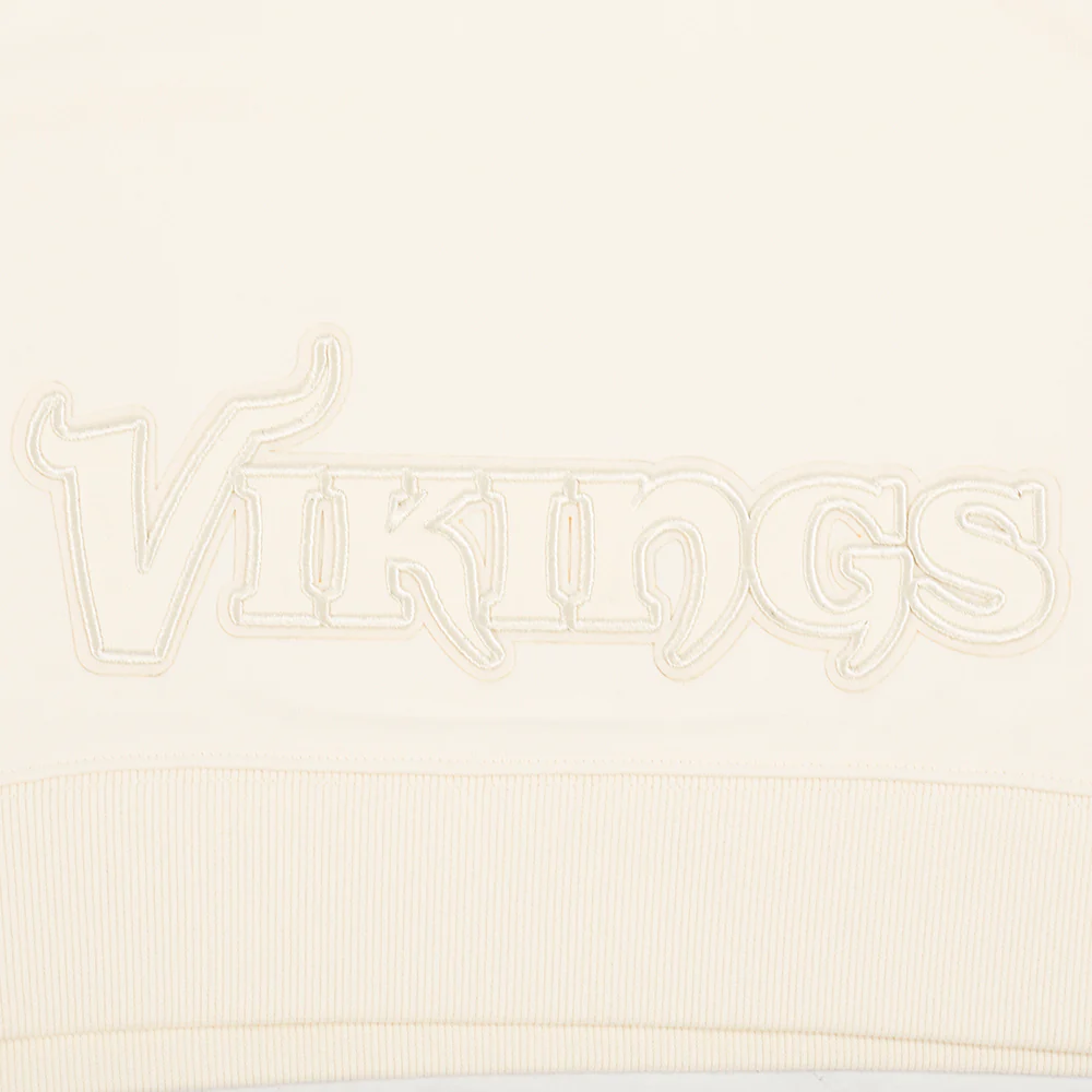 NFL MINNESOTA VIKINGS NEUTRAL WOMEN'S CROPPED PULLOVER HOODIE (EGGSHELL) - Image 6