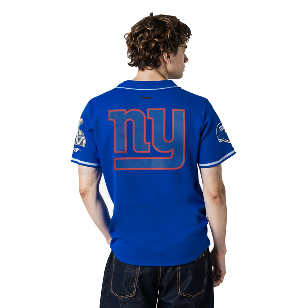 NFL NEW YORK GIANTS LOGO CLASSIC MESH BUTTON UP SHIRT (DODGER BLUE) - Image 2
