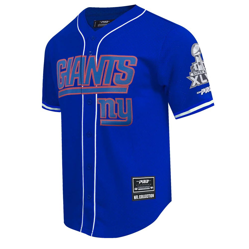 NFL NEW YORK GIANTS LOGO CLASSIC MESH BUTTON UP SHIRT (DODGER BLUE) - Image 3