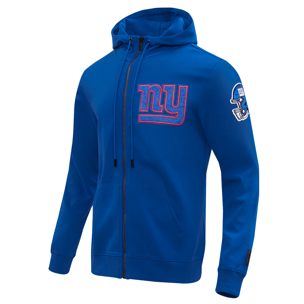 NFL NEW YORK GIANTS CLASSIC CHENILLE MEN'S FULL ZIP HOODIE (DODGER BLUE) - Image 2