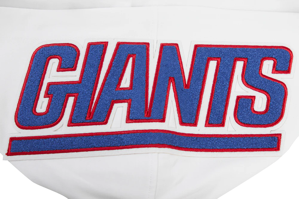 NFL NEW YORK GIANTS CLASSIC CHENILLE MEN'S FULL ZIP HOODIE  (WHITE) - Image 5