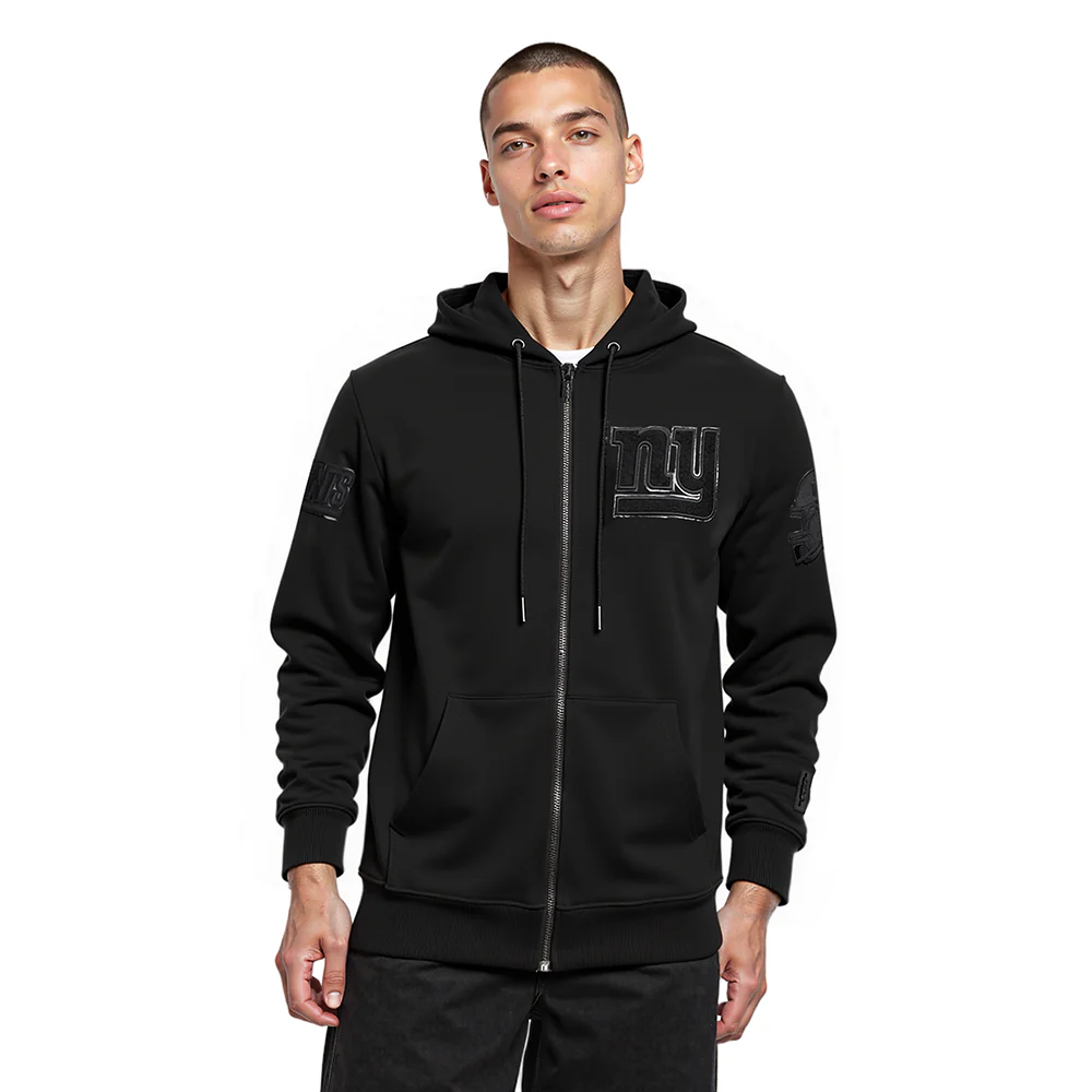 NFL NEW YORK GIANTS TRIPLE BLACK MEN'S DK FZ HOODIE (TRIPLE BLACK)