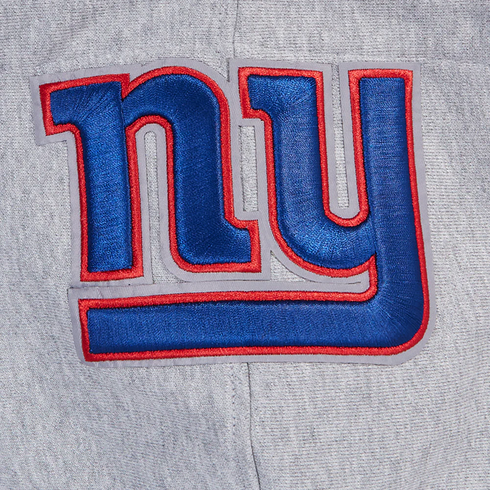 NFL NEW YORK GIANTS OLD ENGLISH MEN'S PO HOODIE (HEATHER GREY) - Image 8