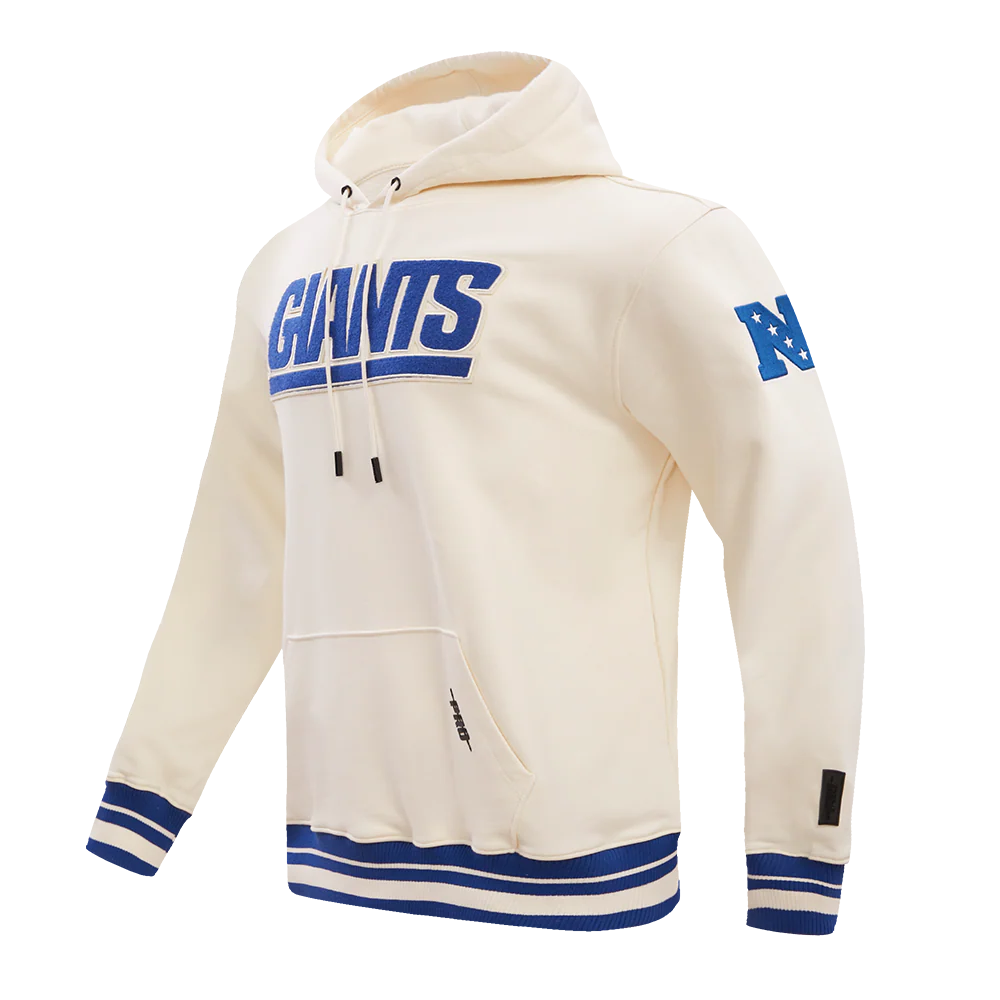 NFL NEW YORK GIANTS RETRO CLASSIC MEN'S PULLOVER HOODIE (EGGSHELL/DODGER BLUE) - Image 2