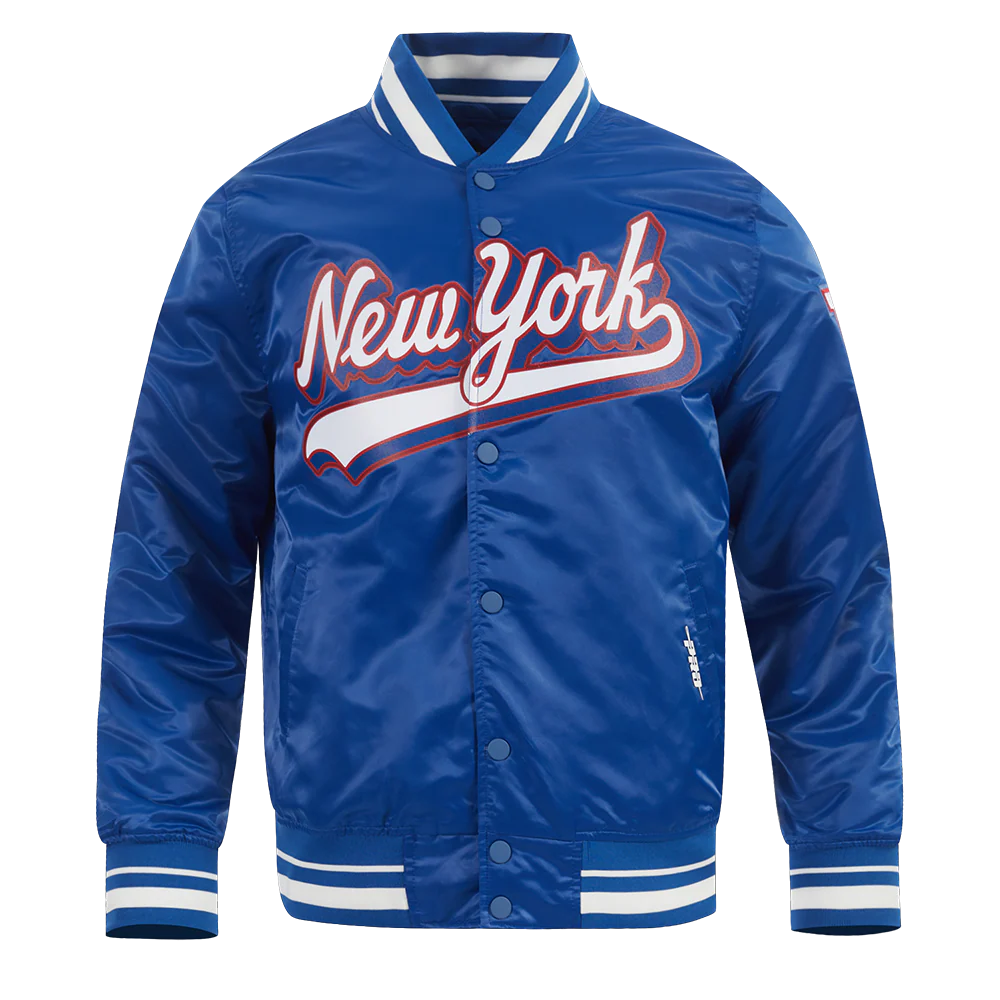 NFL NEW YORK GIANTS SCRIPT TAIL MEN'S SATIN JACKET (DODGER BLUE) - Image 5