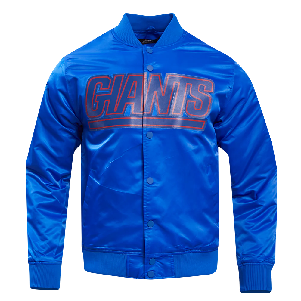 NFL NEW YORK GIANTS BIG LOGO MEN'S SATIN JACKET (ROYAL BLUE)