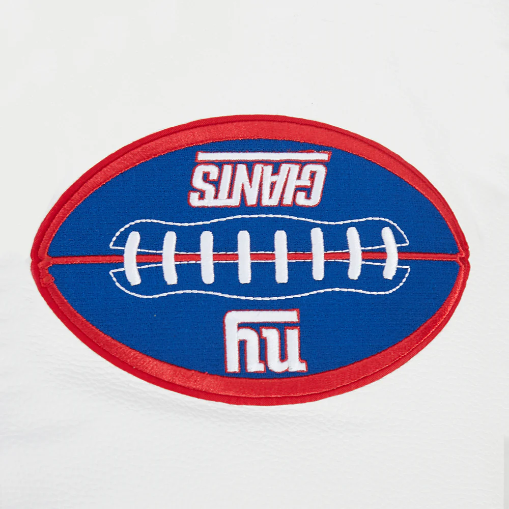 NFL NEW YORK GIANTS OLD ENGLISH MEN'S RIB WOOL VARSITY JACKET (DODGER BLUE/WHITE) - Image 6