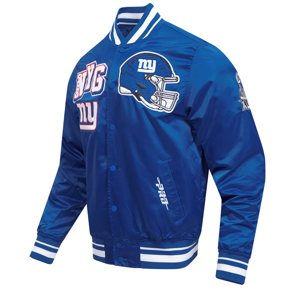 NFL NEW YORK GIANTS MASHUP MEN'S RIB SATIN JACKET (DODGER BLUE) - Image 2
