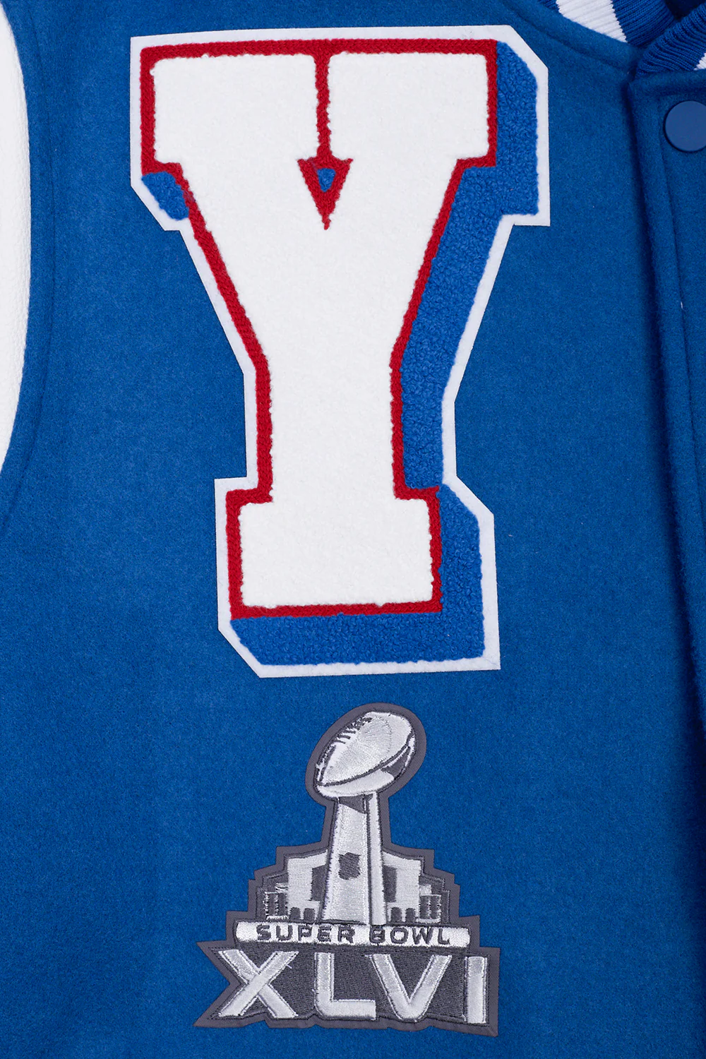 NFL NEW YORK GIANTS MASHUP MEN'S RIB WOOL VARSITY JACKET (DODGER BLUE/WHITE) - Image 16