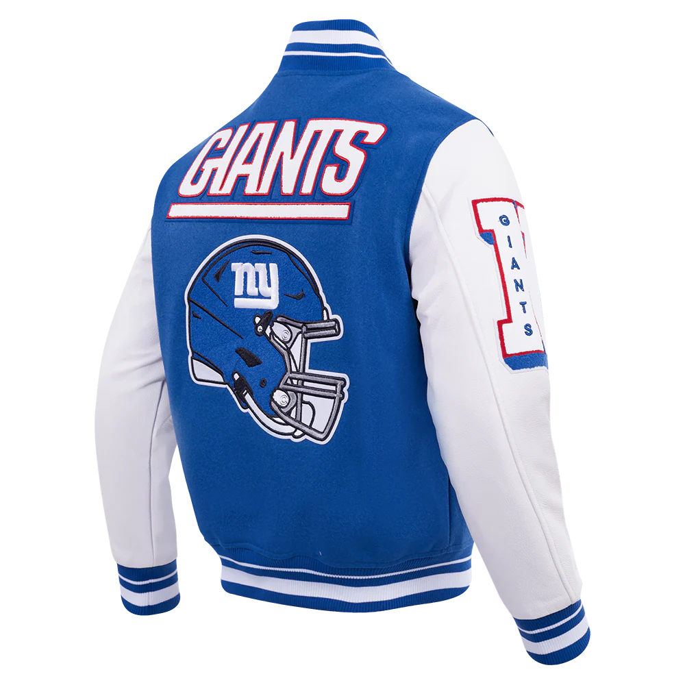 NFL NEW YORK GIANTS MASHUP MEN'S RIB WOOL VARSITY JACKET (DODGER BLUE/WHITE) - Image 7