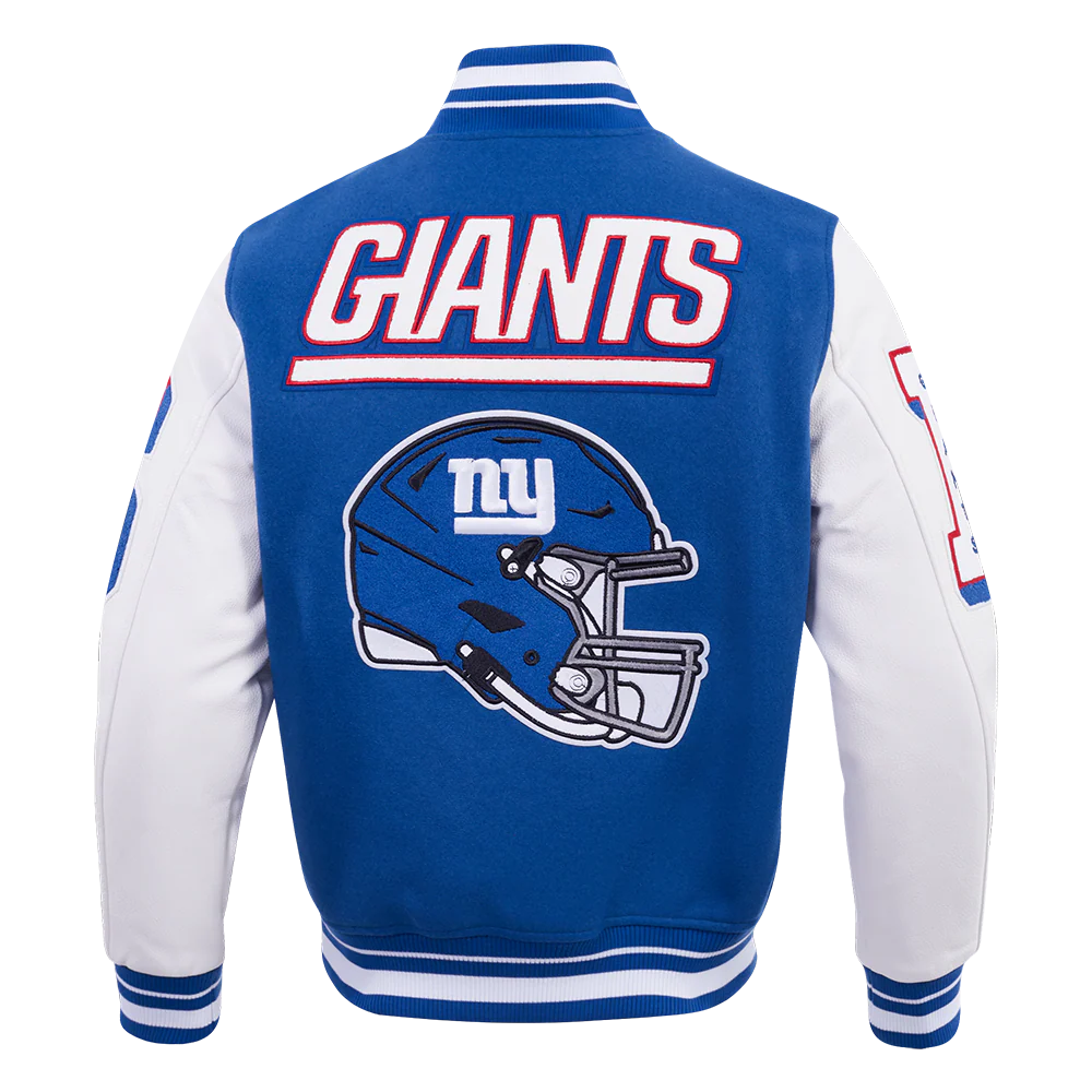NFL NEW YORK GIANTS MASHUP MEN'S RIB WOOL VARSITY JACKET (DODGER BLUE/WHITE) - Image 8