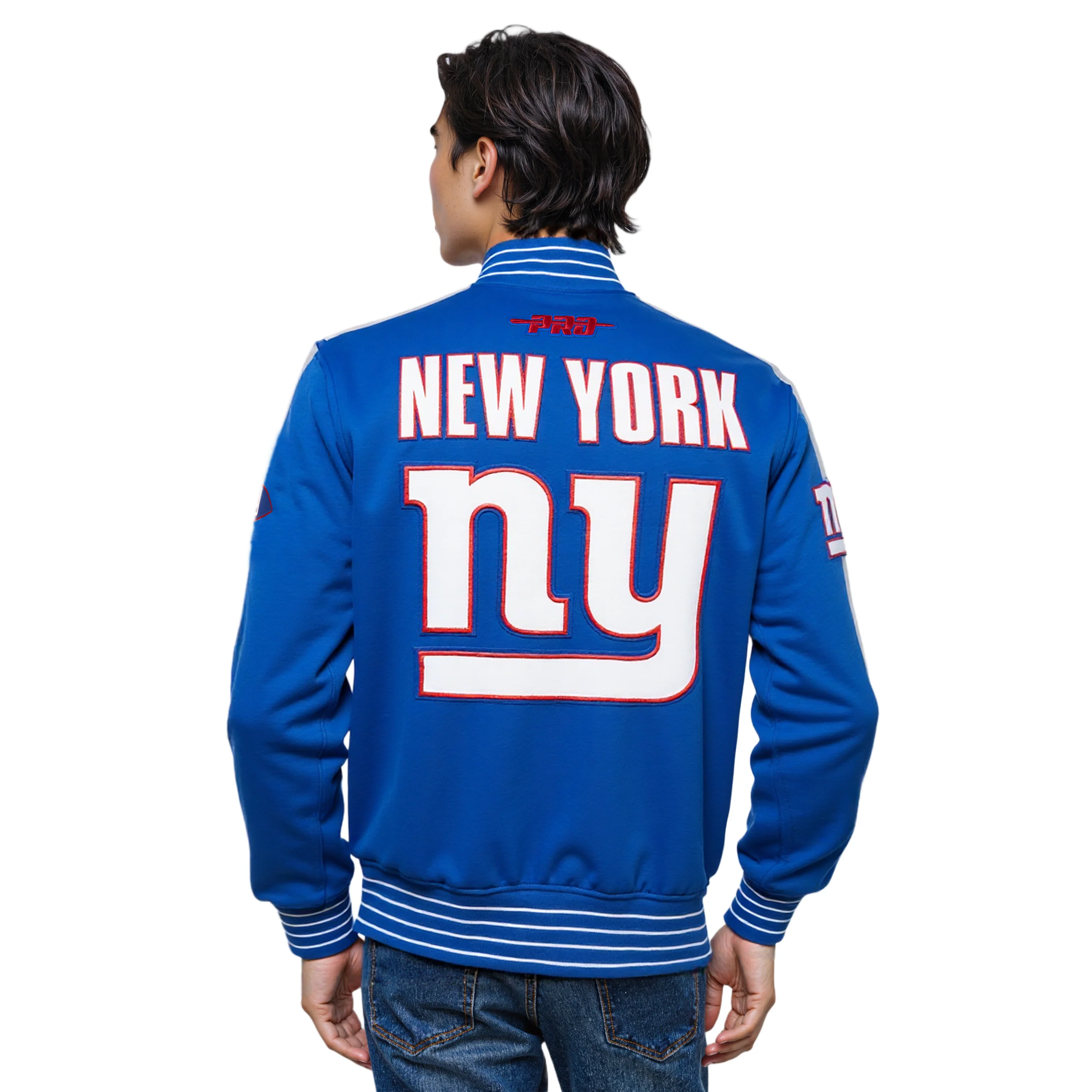 NFL NEW YORK GIANTS PRO GAME DAY MEN'S DBL KNIT JACKET (DODGER BLUE/SILVER/WHITE) - Image 2