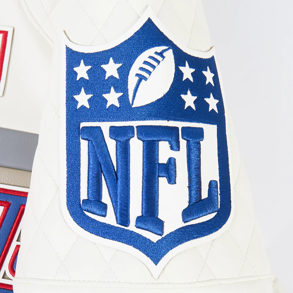 NFL NEW YORK GIANTS MEN'S MOTO JACKET (EGGSHELL) - Image 6