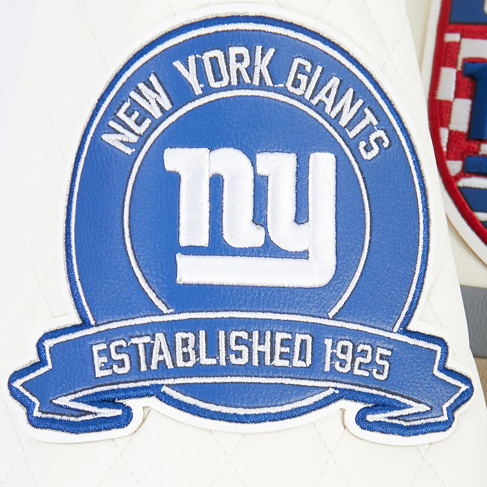 NFL NEW YORK GIANTS MEN'S MOTO JACKET (EGGSHELL) - Image 7
