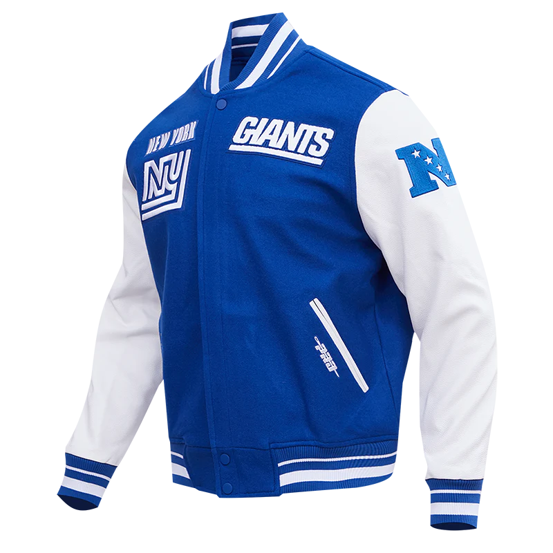 NFL NEW YORK GIANTS RETRO CLASSIC MEN'S RIB WOOL VARSITY JACKET (DODGER BLUE) - Image 2