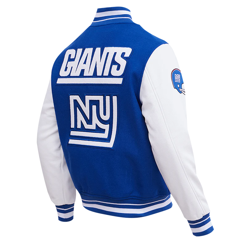 NFL NEW YORK GIANTS RETRO CLASSIC MEN'S RIB WOOL VARSITY JACKET (DODGER BLUE) - Image 3