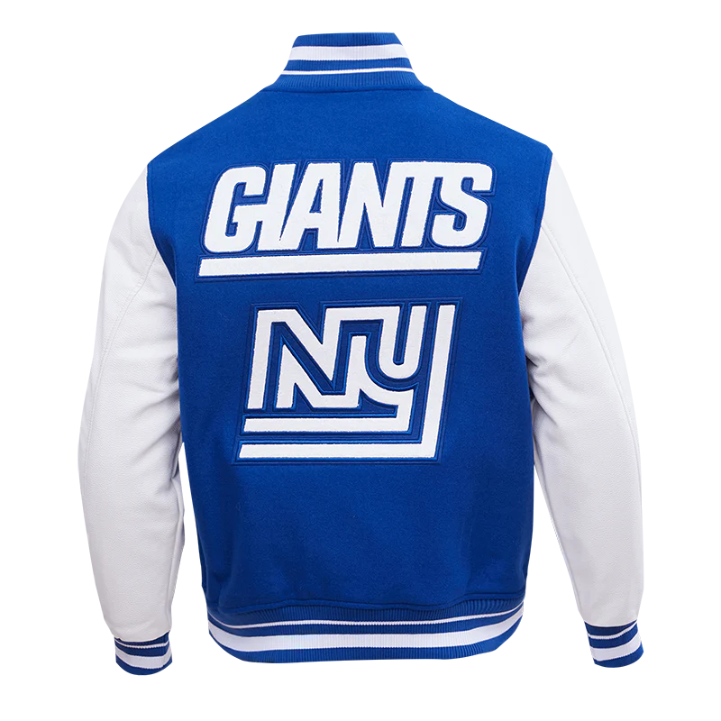 NFL NEW YORK GIANTS RETRO CLASSIC MEN'S RIB WOOL VARSITY JACKET (DODGER BLUE) - Image 4