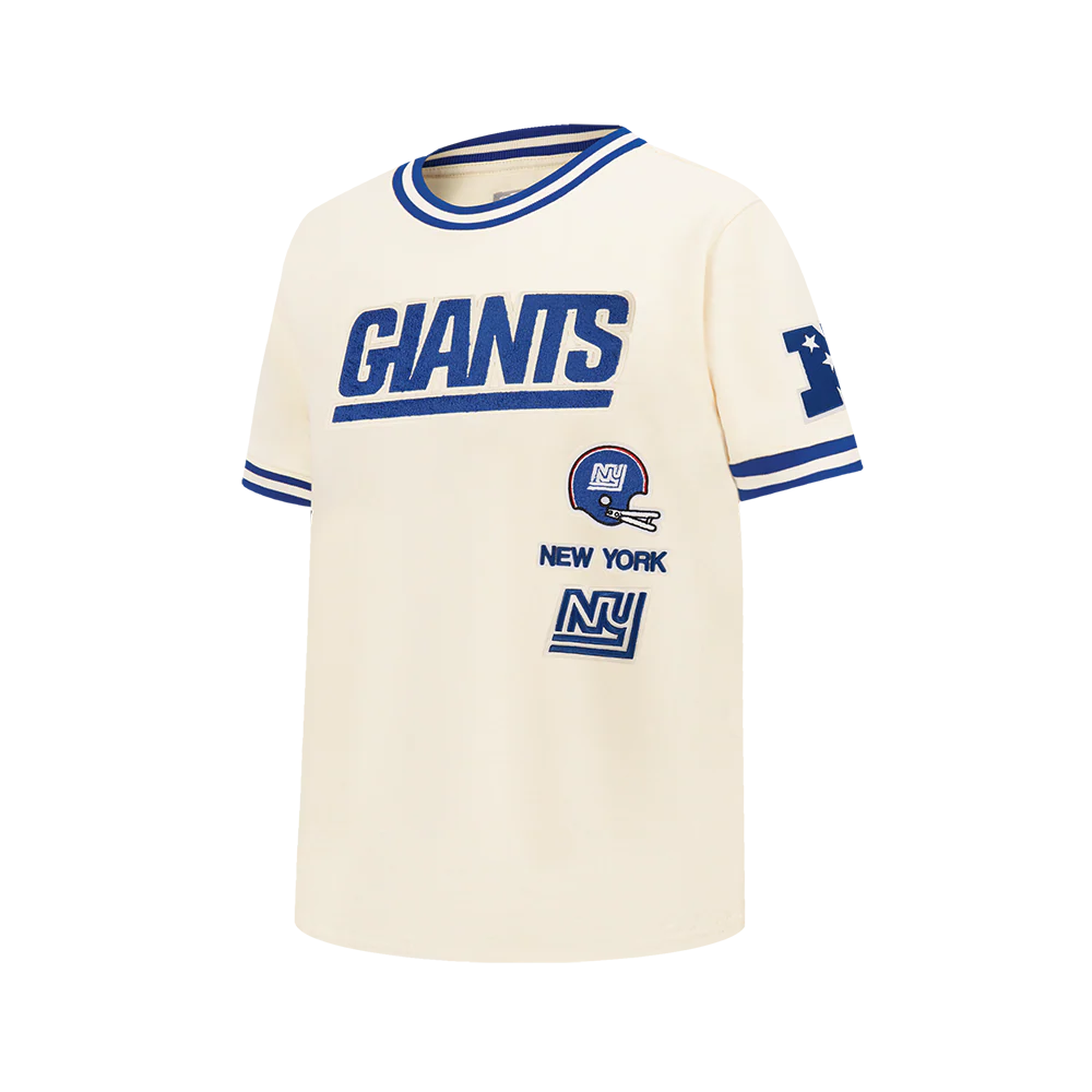 NFL NEW YORK GIANTS RETRO CLASSIC BIG BOY'S SS STRIPED RIB TEE (EGGSHELL/DODGER BLUE) - Image 3