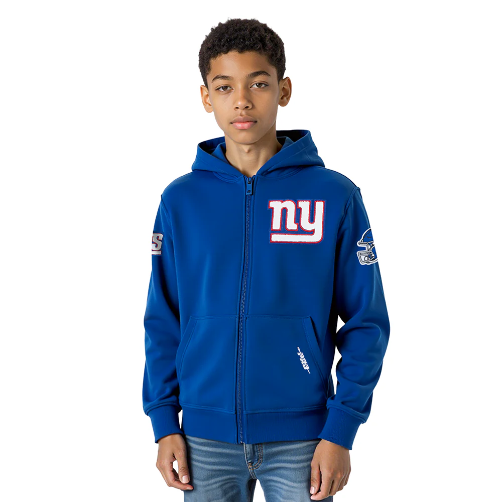 NFL NEW YORK GIANTS CLASSIC BIG BOY'S FLC FZ PO HOODIE (DODGER BLUE)