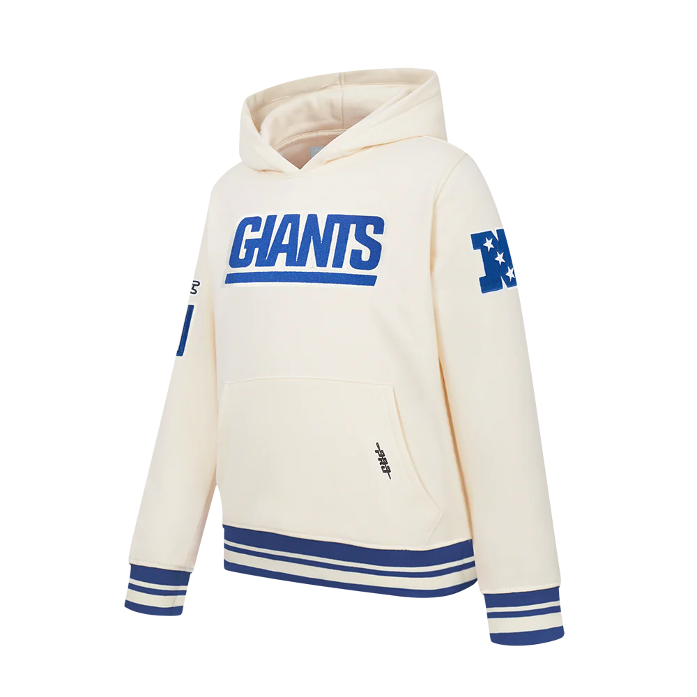 NFL NEW YORK GIANTS RETRO CLASSIC BIG BOY'S RIB FLC PO HOODIE (EGGSHELL/DODGER BLUE) - Image 3