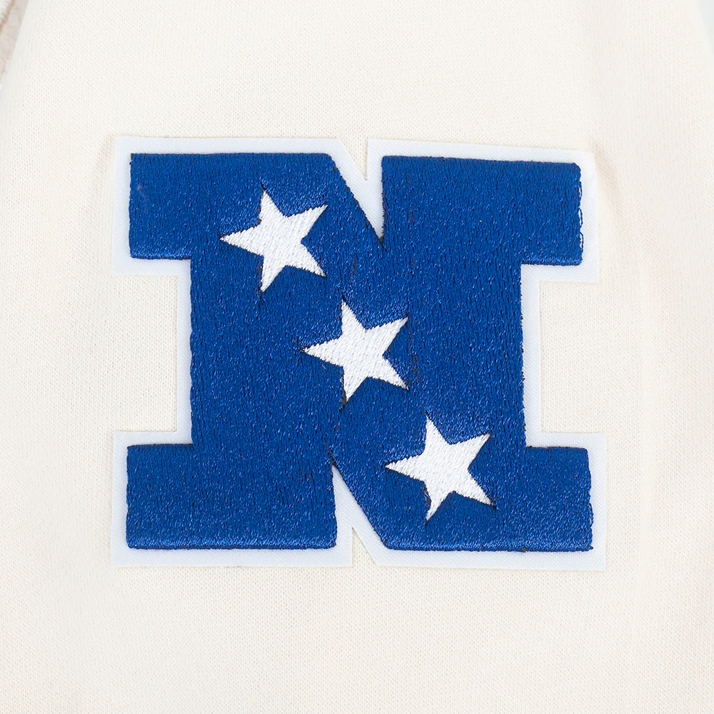 NFL NEW YORK GIANTS RETRO CLASSIC BIG BOY'S RIB FLC PO HOODIE (EGGSHELL/DODGER BLUE) - Image 7