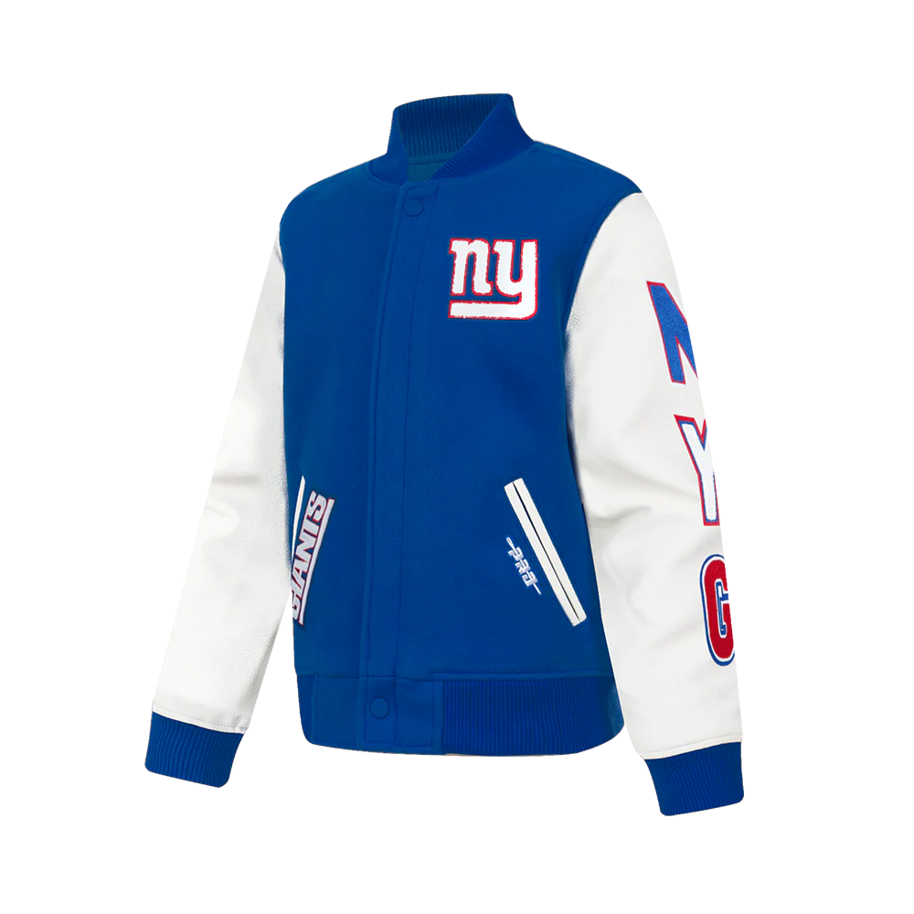 NFL NEW YORK GIANTS CLASSIC BIG BOYS WOOL VARSITY JACKET (DODGER BLUE/WHITE) - Image 3
