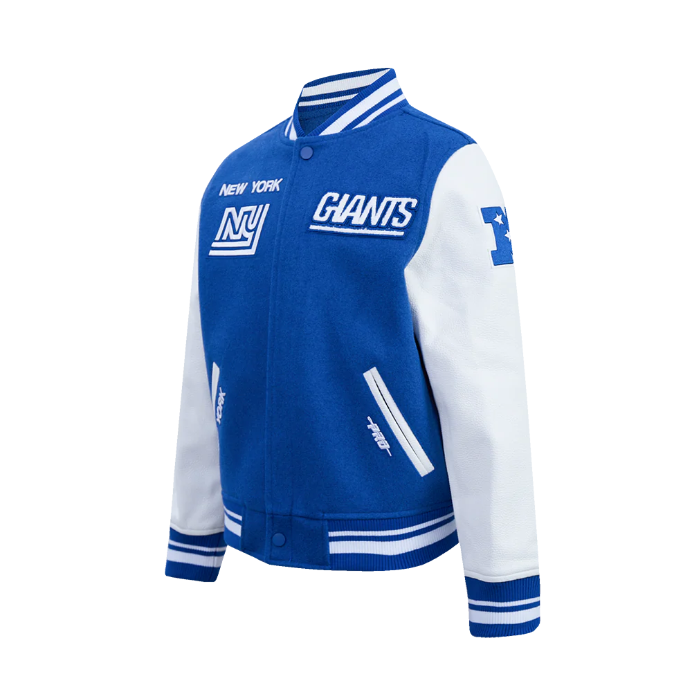 NFL NEW YORK GIANTS RETRO CLASSIC BIG BOYS RIB WOOL VARSITY JACKET (DODGER BLUE/WHITE) - Image 3