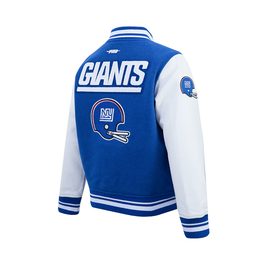 NFL NEW YORK GIANTS RETRO CLASSIC BIG BOYS RIB WOOL VARSITY JACKET (DODGER BLUE/WHITE) - Image 4