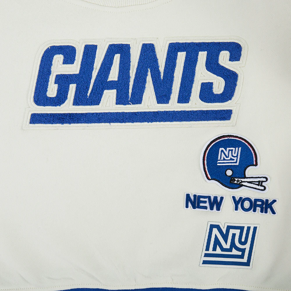 NFL NEW YORK GIANTS RETRO CLASSIC BIG GIRL'S RIB FLC CREWNECK (EGGSHELL/DODGER BLUE) - Image 6