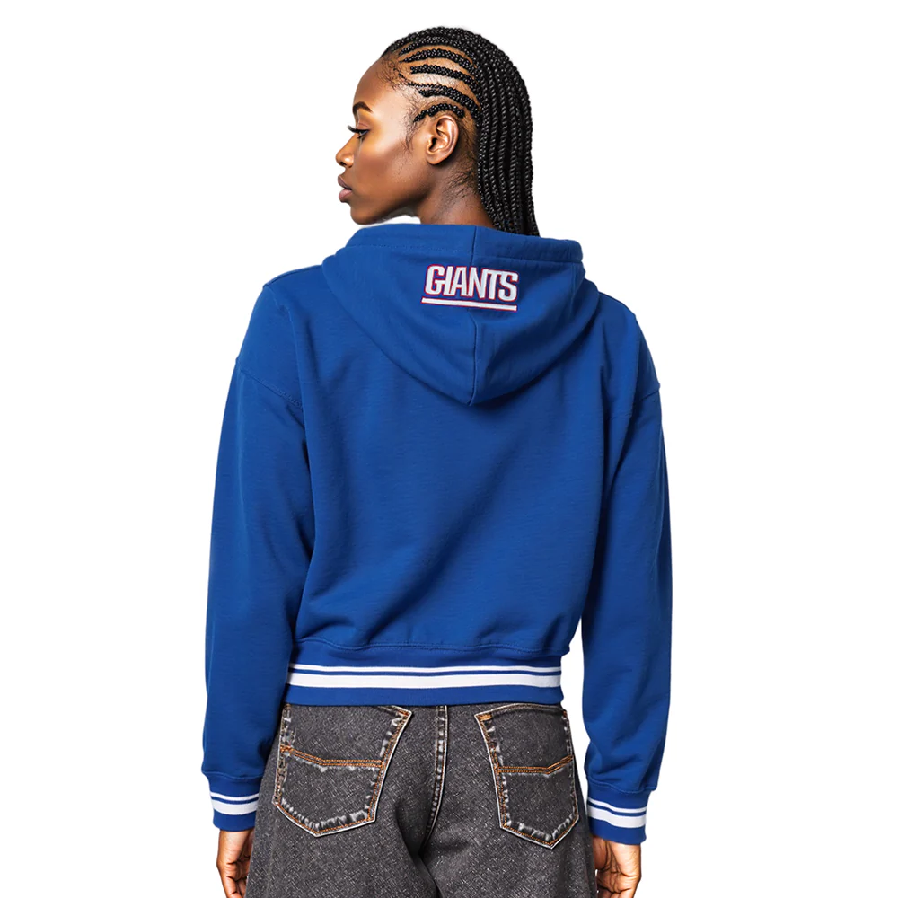 NFL NEW YORK GIANTS SCRIPT TAIL WOMEN'S RIB FLC CROPPED PO HOODIE (DODGER BLUE) - Image 2
