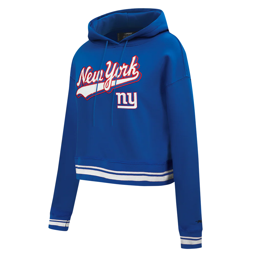 NFL NEW YORK GIANTS SCRIPT TAIL WOMEN'S RIB FLC CROPPED PO HOODIE (DODGER BLUE) - Image 3