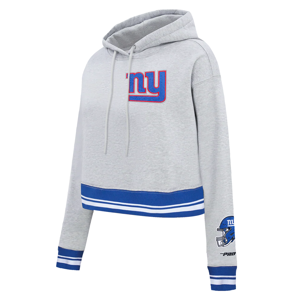 NFL NEW YORK GIANTS MASHUP WOMEN'S RIB CROPPED PO HOODIE (HEATHER GREY/DODGER BLUE) - Image 3