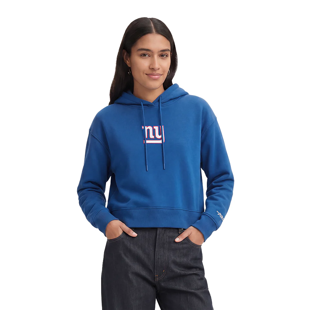 NFL NEW YORK GIANTS WINGSPAN WOMEN'S FLC CROPPED PO HOODIE (DODGER BLUE) - Image 2
