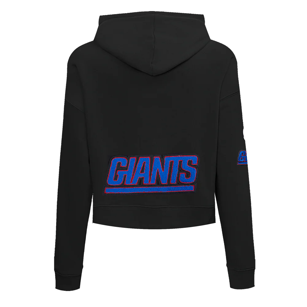 NFL NEW YORK GIANTS WOMEN'S CROPPED FLEECE HOODIE (BLACK) - Image 3