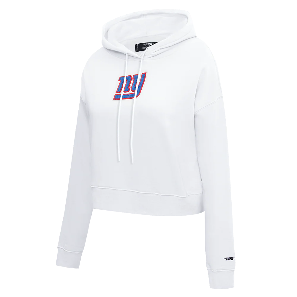 NFL NEW YORK GIANTS WOMEN'S CROPPED FLEECE HOODIE (WHITE) - Image 2