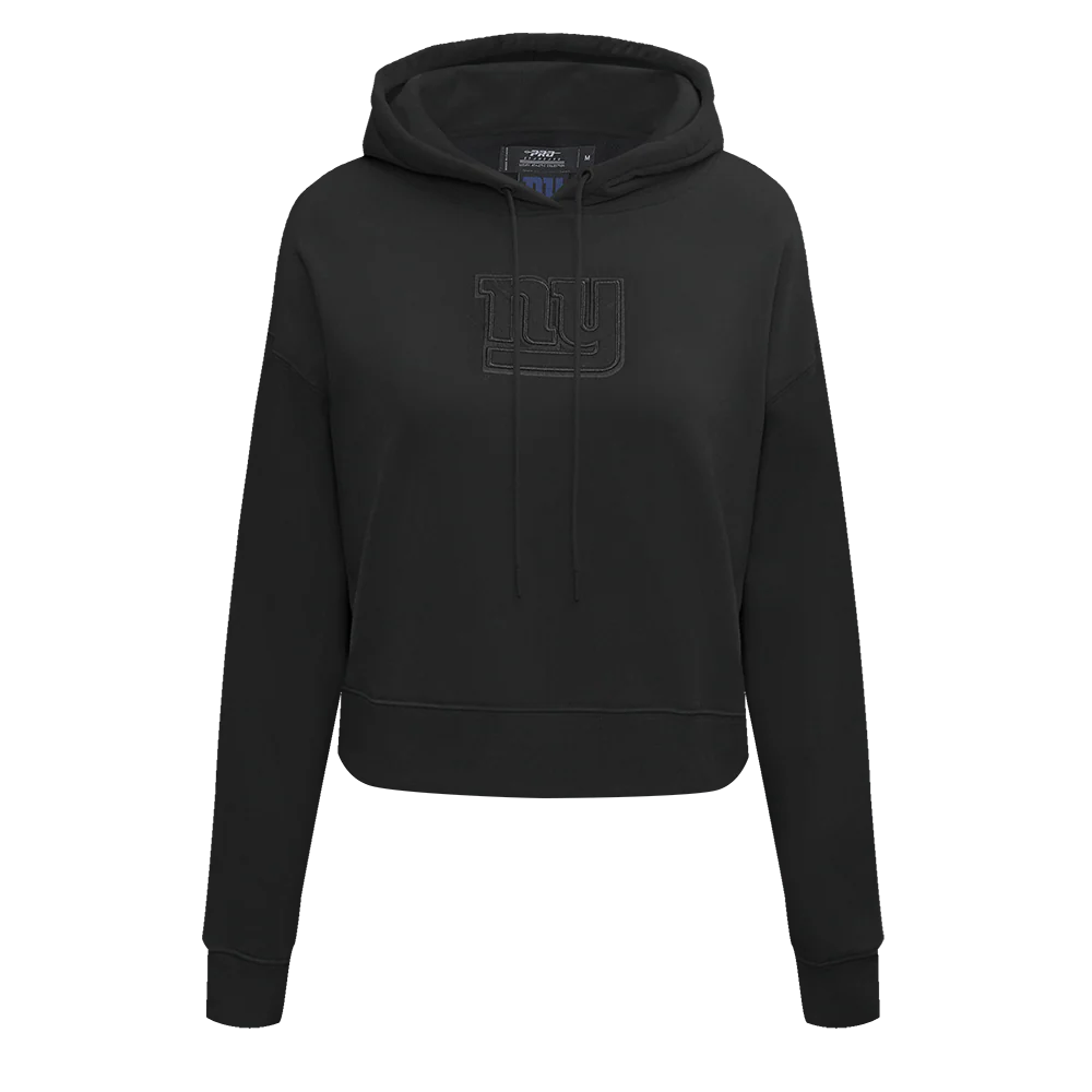 NFL NEW YORK GIANTS NEUTRAL WOMEN'S CROPPED PULLOVER HOODIE (BLACK)
