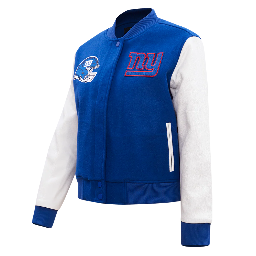 NFL NEW YORK GIANTS CLASSIC WOMEN'S WOOL VARSITY JACKET (DODGER BLUE/WHITE) - Image 2
