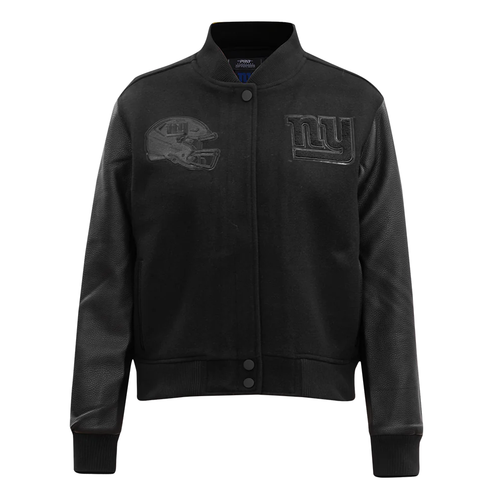 NFL NEW YORK GIANTS TRIPLE BLACK WOMEN'S WOOL VARSITY JACKET (TRIPLE BLACK WOMEN'S)