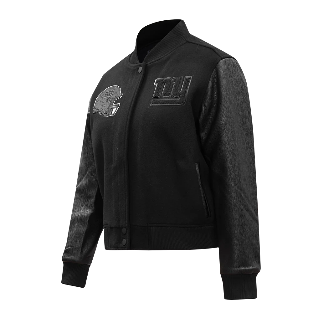 NFL NEW YORK GIANTS TRIPLE BLACK WOMEN'S WOOL VARSITY JACKET (TRIPLE BLACK WOMEN'S) - Image 2