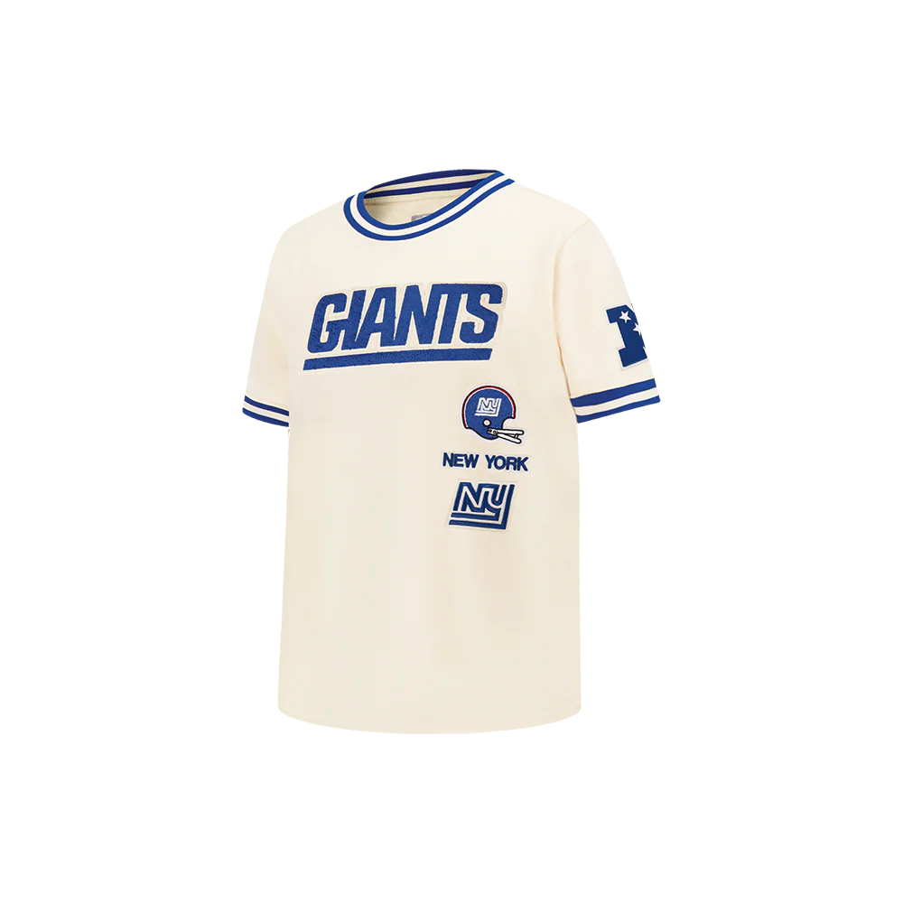 NFL NEW YORK GIANTS RETRO CLASSIC LITTLE BOY'S SS STRIPED RIB TEE (EGGSHELL/DODGER BLUE) - Image 3