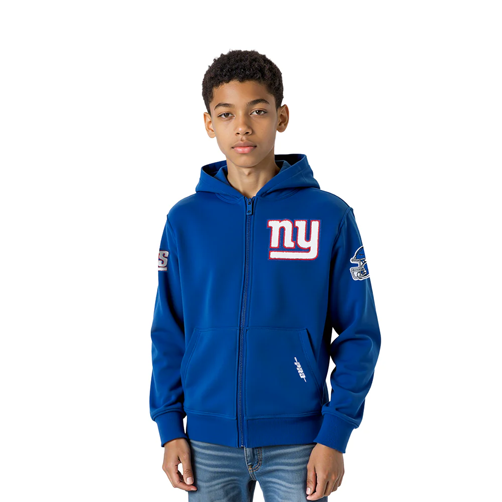 NFL NEW YORK GIANTS CLASSIC LITTLE BOY'S FLC FZ HOODIE (DODGER BLUE)